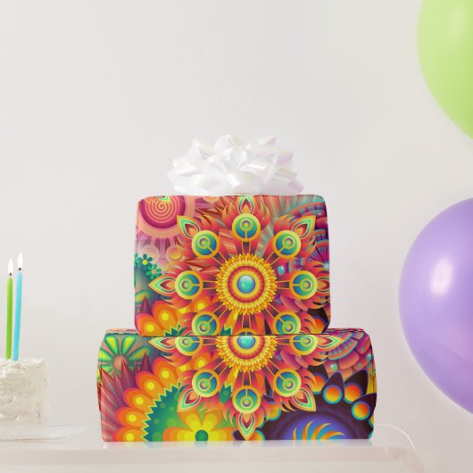 Funky Retro Pattern Abstract Bohemian Cadeaupapier (Feestgeschenken)