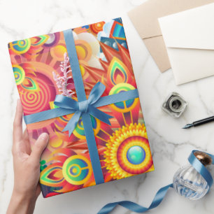 Funky Retro Pattern Abstract Bohemian Cadeaupapier