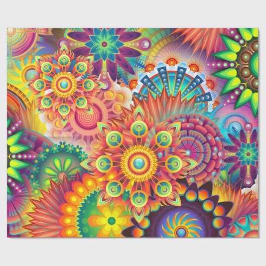 Funky Retro Pattern Abstract Bohemian Cadeaupapier (Vlak)