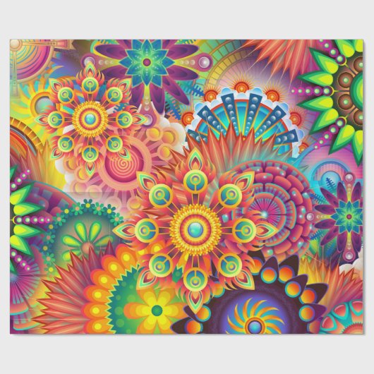 Funky Retro Pattern Abstract Bohemian Cadeaupapier (Vlak)