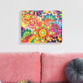 Funky Retro Pattern Abstract Bohemian Canvas Afdruk (Insitu (Woonkamer))