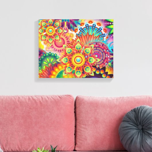 Funky Retro Pattern Abstract Bohemian Canvas Afdruk (Insitu (Woonkamer))