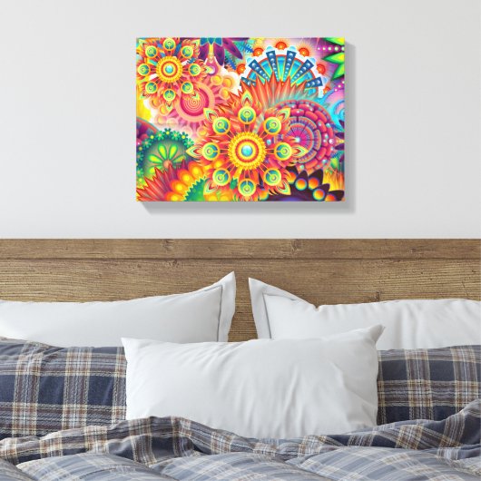 Funky Retro Pattern Abstract Bohemian Canvas Afdruk (Insitu (Slaapkamer))