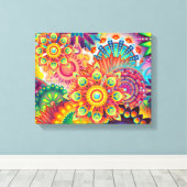 Funky Retro Pattern Abstract Bohemian Canvas Afdruk (Insitu (Houten vloer))