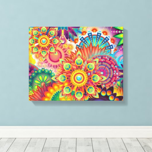 Funky Retro Pattern Abstract Bohemian Canvas Afdruk (Insitu (Houten vloer))