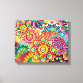 Funky Retro Pattern Abstract Bohemian Canvas Afdruk