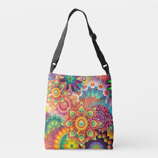 Funky Retro Pattern Abstract Bohemian Crossbody Tas (Achterkant)
