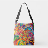 Funky Retro Pattern Abstract Bohemian Crossbody Tas (Voorkant)