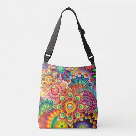 Funky Retro Pattern Abstract Bohemian Crossbody Tas (Voorkant)