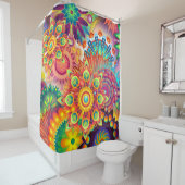 Funky Retro Pattern Abstract Bohemian Douchegordijn (In situ)