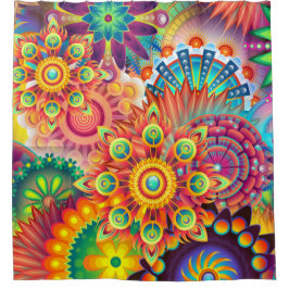 Funky Retro Pattern Abstract Bohemian Douchegordijn