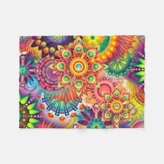Funky Retro Pattern Abstract Bohemian Fleece Deken (Voorkant (Horizontaal))