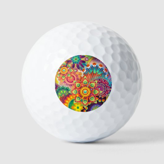 Funky Retro Pattern Abstract Bohemian Golfballen (Voorkant)