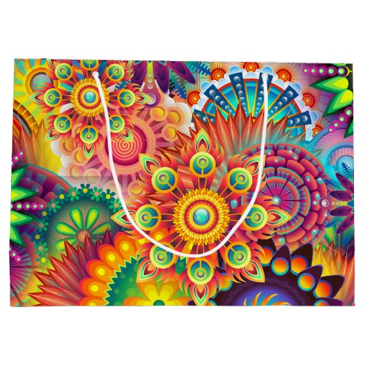 Funky Retro Pattern Abstract Bohemian Groot Cadeauzakje (Achterkant)