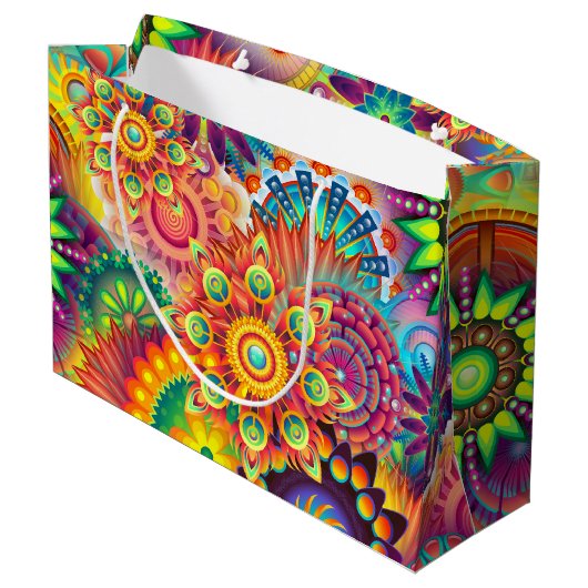 Funky Retro Pattern Abstract Bohemian Groot Cadeauzakje (Achterkant Gekanteld)
