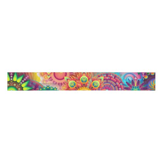 Funky Retro Pattern Abstract Bohemian Grosgrain Lint (Voorkant)