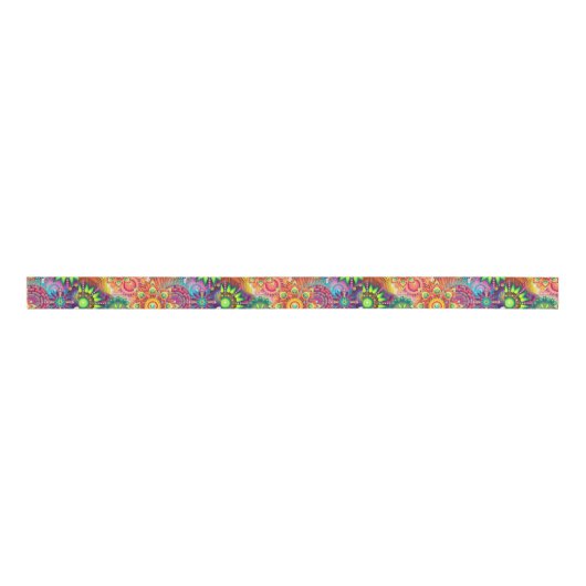 Funky Retro Pattern Abstract Bohemian Grosgrain Lint (Voorkant)