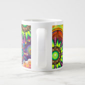Funky Retro Pattern Abstract Bohemian Grote Koffiekop (Achterkant)