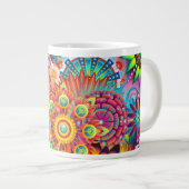 Funky Retro Pattern Abstract Bohemian Grote Koffiekop (Voorkant rechts)