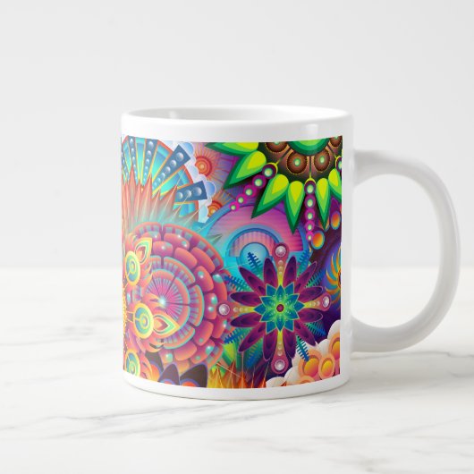 Funky Retro Pattern Abstract Bohemian Grote Koffiekop (Rechts)