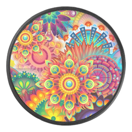 Funky Retro Pattern Abstract Bohemian Hockey Puck (Voorkant)