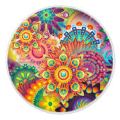 Funky Retro Pattern Abstract Bohemian Keramische Knop (Voorkant)