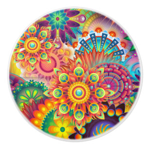 Funky Retro Pattern Abstract Bohemian Keramische Knop