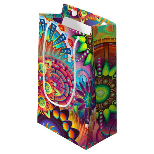 Funky Retro Pattern Abstract Bohemian Klein Cadeauzakje (Voorkant Gekanteld)