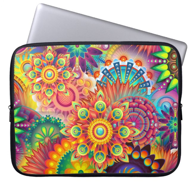 Funky Retro Pattern Abstract Bohemian Laptop Sleeve (Voorkant)