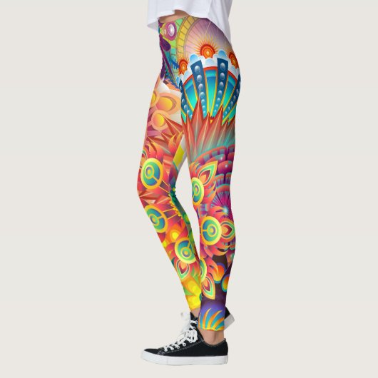 Funky Retro Pattern Abstract Bohemian Leggings (Links)