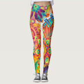 Funky Retro Pattern Abstract Bohemian Leggings (Voorkant)