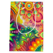 Funky Retro Pattern Abstract Bohemian Medium Cadeauzakje (Achterkant)