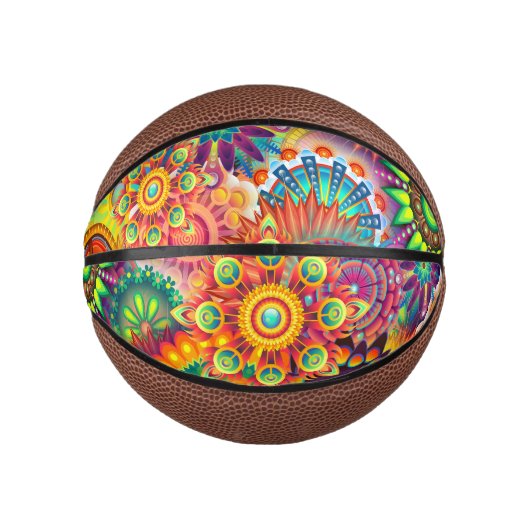 Funky Retro Pattern Abstract Bohemian Mini Basketbal (Voorkant)