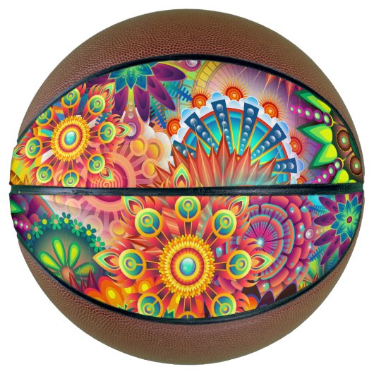 Funky Retro Pattern Abstract Bohemian Mini Basketbal (Voorkant)