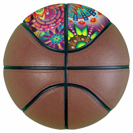 Funky Retro Pattern Abstract Bohemian Mini Basketbal (Rechts)