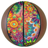 Funky Retro Pattern Abstract Bohemian Mini Basketbal (Verticaal)