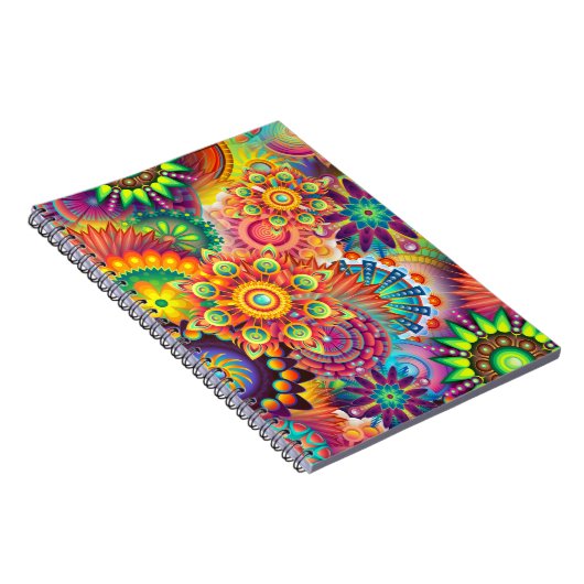 Funky Retro Pattern Abstract Bohemian Notitieboek (Rechterzijde)