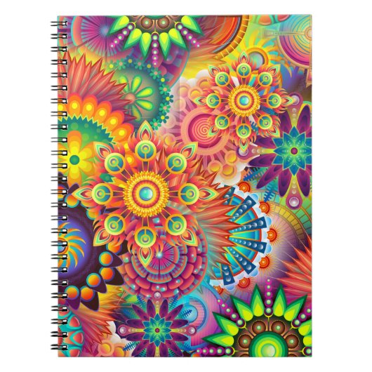 Funky Retro Pattern Abstract Bohemian Notitieboek (Voorkant)
