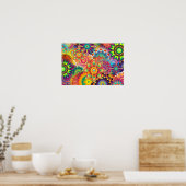 Funky Retro Pattern Abstract Bohemian Poster (Keuken)
