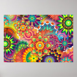 Funky Retro Pattern Abstract Bohemian Poster