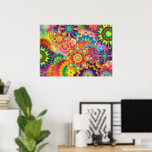 Funky Retro Pattern Abstract Bohemian Poster (Thuiskantoor)