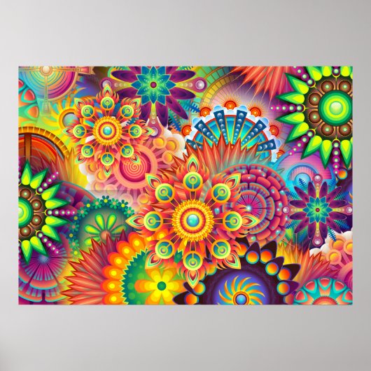 Funky Retro Pattern Abstract Bohemian Poster (Voorkant)