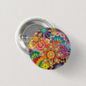 Funky Retro Pattern Abstract Bohemian Ronde Button 3,2 Cm (Voorkant /achterkant)