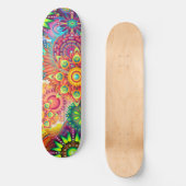 Funky Retro Pattern Abstract Bohemian Skateboard (Voorkant)