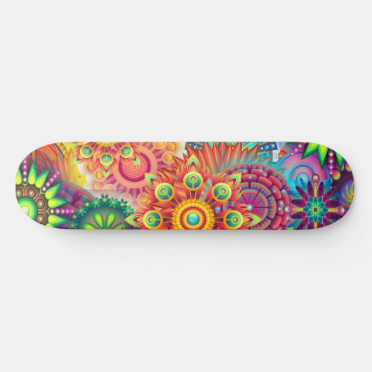 Funky Retro Pattern Abstract Bohemian Skateboard (Horizontaal)