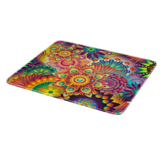 Funky Retro Pattern Abstract Bohemian Snijplank (Hoek)