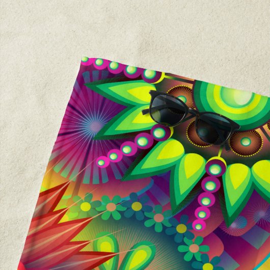 Funky Retro Pattern Abstract Bohemian Strandlaken (In situ)