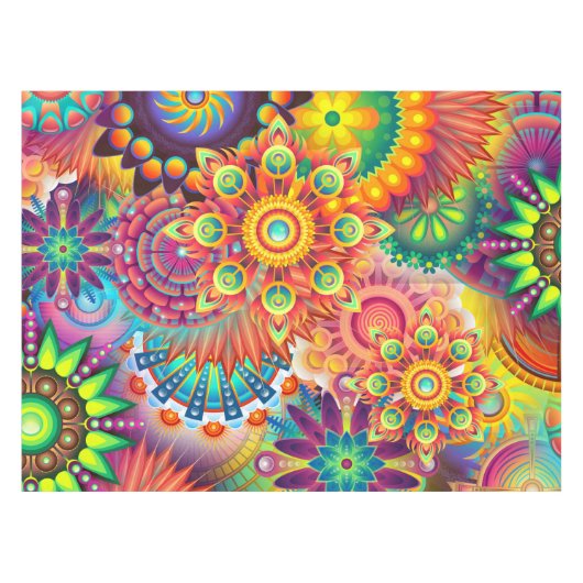 Funky Retro Pattern Abstract Bohemian Tafelkleed (Voorkant (Horizontaal))