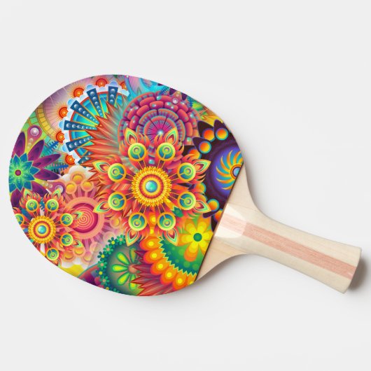 Funky Retro Pattern Abstract Bohemian Tafeltennisbatje (Zijkant)