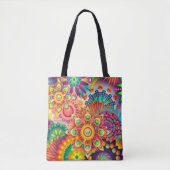 Funky Retro Pattern Abstract Bohemian Tote Bag (Voorkant)